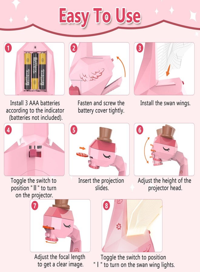 MFEESYOB Drawing Projector for Kids, Tracing and Drawing Projector for Kids with Cute Swan Look, Smart Art Sketcher Projector with 96 Stencils, Toddler Toys for Girls Boys 3+, Pink - Image 4